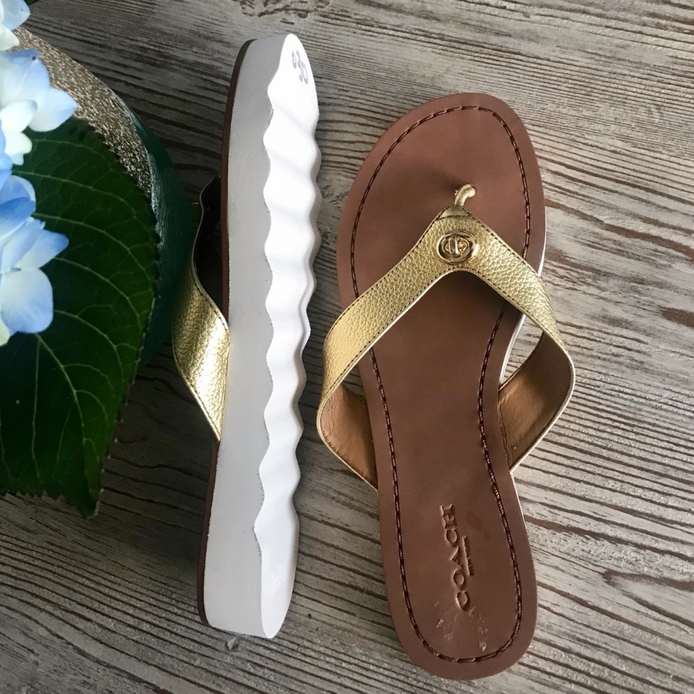 New Coach Sandals w/gold detail. Very chic. Size 6